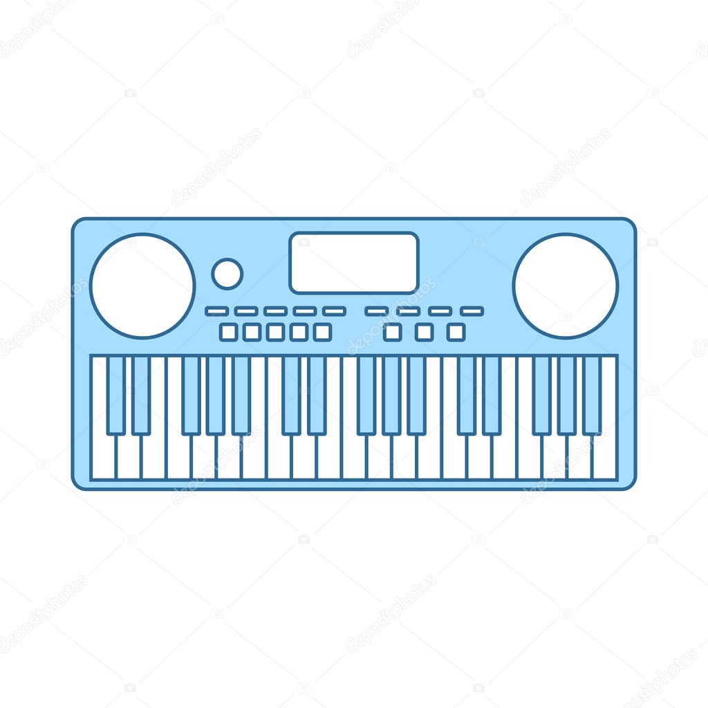 Music Synthesizer Icon. Thin Line With Blue Fill Design. Vector Illustration.