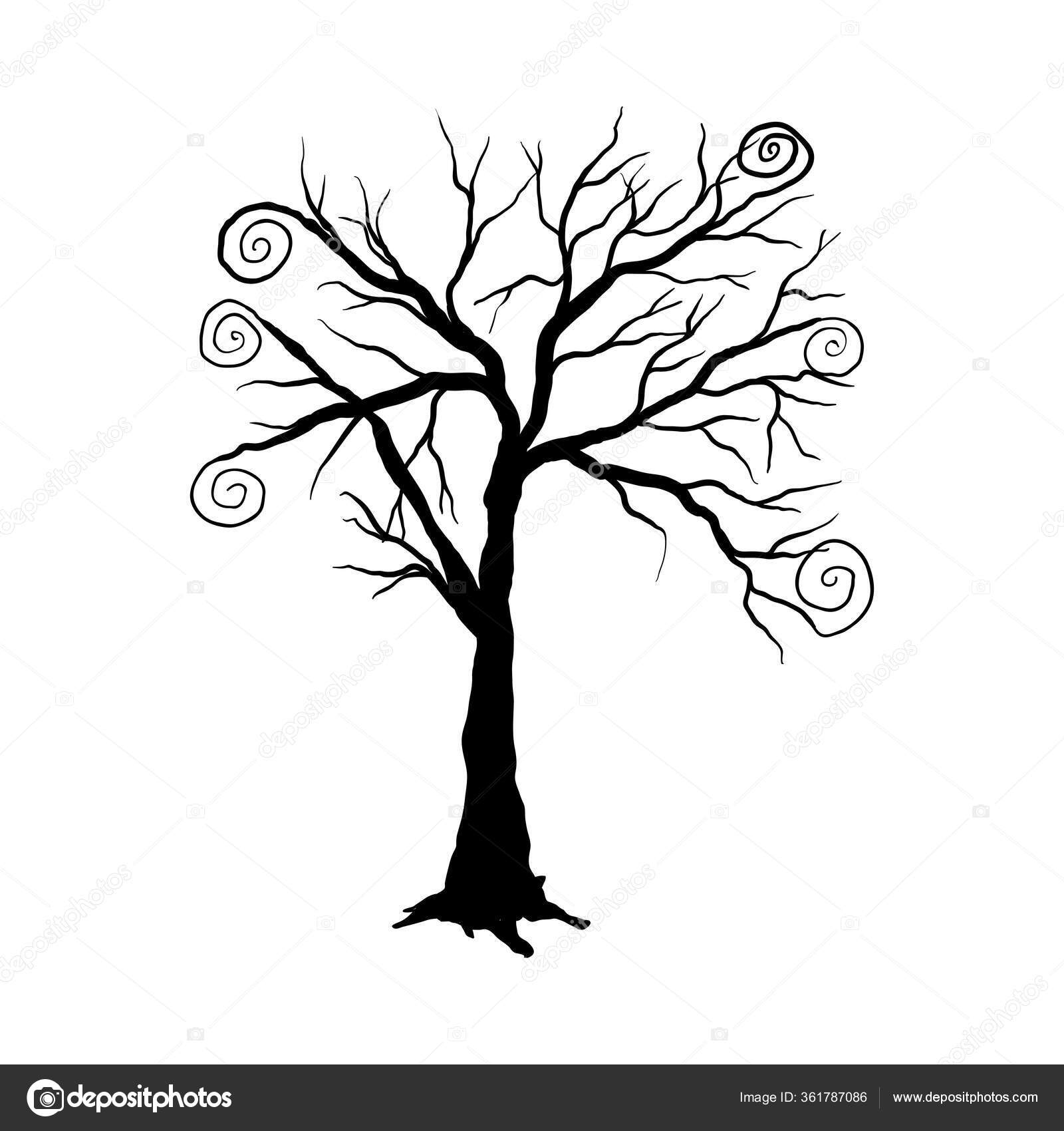 Árbol Dibujos Animados Halloween Diseño Simple Negro Ilustración Vectorial  Vector de stock #361787086 de ©angelp, image size:1600x1700