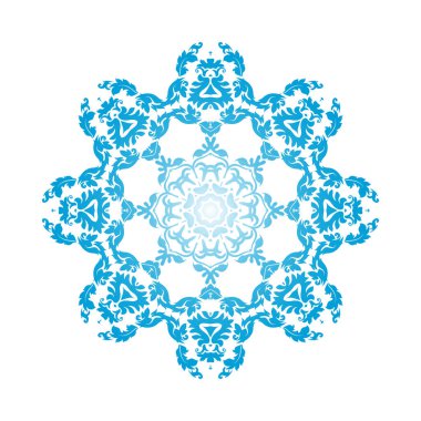 Çember Kar Tanesi Süslemeleri. Mavi Gradyan Tasarımı. Vektör İllüstrasyonu.