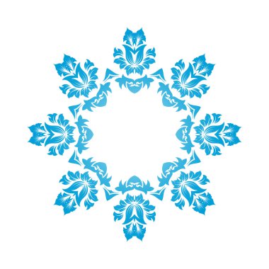 Çember Kar Tanesi Süslemeleri. Mavi Gradyan Tasarımı. Vektör İllüstrasyonu.