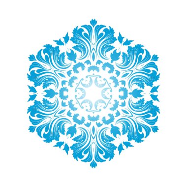 Çember Kar Tanesi Süslemeleri. Mavi Gradyan Tasarımı. Vektör İllüstrasyonu.