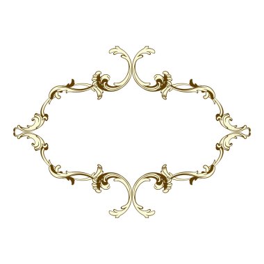 Antika Rococo Style 'da Retro Süslemeli Klasik Çerçeve. Zarif Dekoratif Tasarım. Vektör İllüstrasyonu.