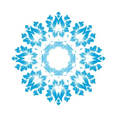 Çember Kar Tanesi Süslemeleri. Mavi Gradyan Tasarımı. Vektör İllüstrasyonu.
