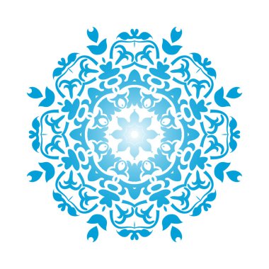 Çember Kar Tanesi Süslemeleri. Mavi Gradyan Tasarımı. Vektör İllüstrasyonu.