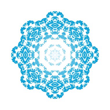 Çember Kar Tanesi Süslemeleri. Mavi Gradyan Tasarımı. Vektör İllüstrasyonu.