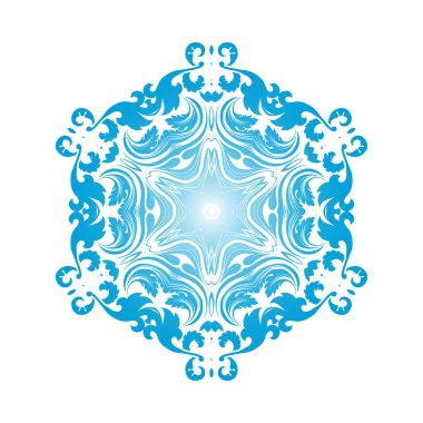 Çember Kar Tanesi Süslemeleri. Mavi Gradyan Tasarımı. Vektör İllüstrasyonu.