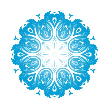 Çember Kar Tanesi Süslemeleri. Mavi Gradyan Tasarımı. Vektör İllüstrasyonu.