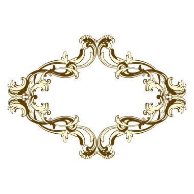 Antika Rococo Style 'da Retro Süslemeli Klasik Çerçeve. Zarif Dekoratif Tasarım. Vektör İllüstrasyonu.