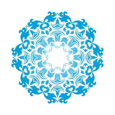 Çember Kar Tanesi Süslemeleri. Mavi Gradyan Tasarımı. Vektör İllüstrasyonu.