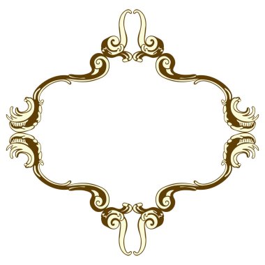 Antika Rococo Style 'da Retro Süslemeli Klasik Çerçeve. Zarif Dekoratif Tasarım. Vektör İllüstrasyonu.