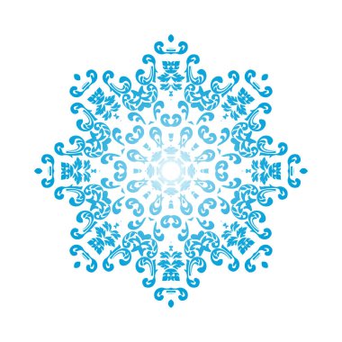 Çember Kar Tanesi Süslemeleri. Mavi Gradyan Tasarımı. Vektör İllüstrasyonu.