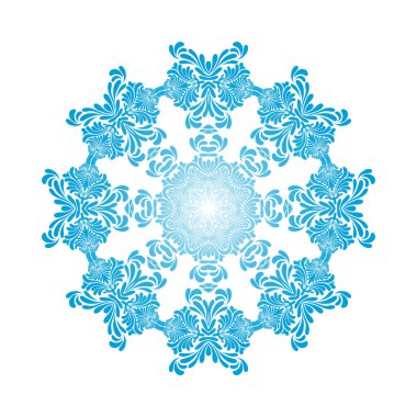 Çember Kar Tanesi Süslemeleri. Mavi Gradyan Tasarımı. Vektör İllüstrasyonu.