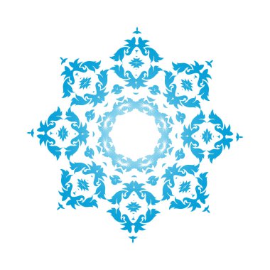 Çember Kar Tanesi Süslemeleri. Mavi Gradyan Tasarımı. Vektör İllüstrasyonu.