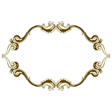 Antika Rococo Style 'da Retro Süslemeli Klasik Çerçeve. Zarif Dekoratif Tasarım. Vektör İllüstrasyonu.