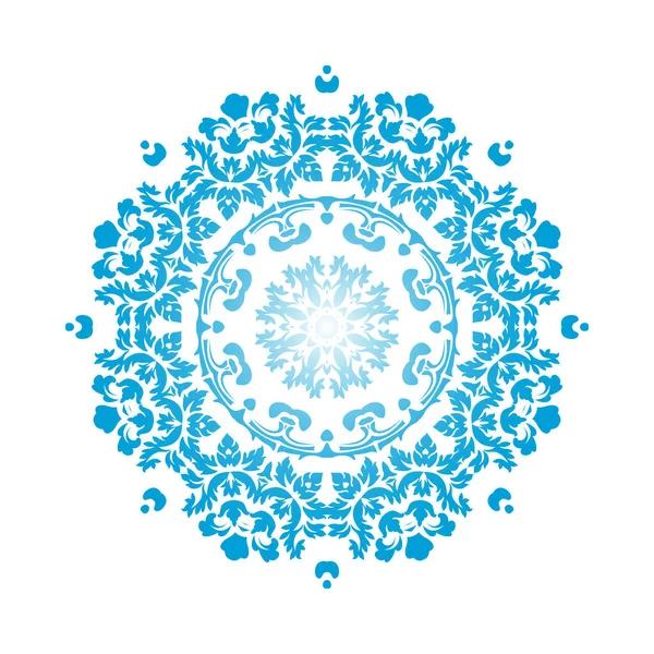 Encerclez Les Ornements Flocon Neige Design Dégradé Bleu Illustration Vectorielle — Image vectorielle