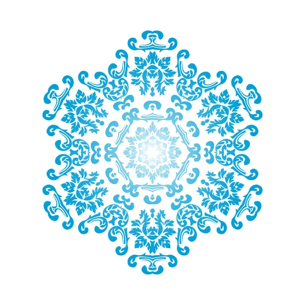 Circle Snowflake Prydnadsföremål Blue Gradient Design Vektor Illustration — Stock vektor