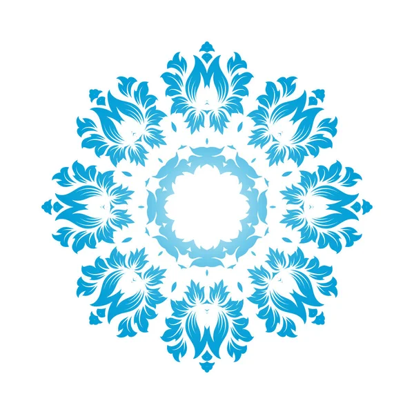 Circle Snowflake Ornaments Modrý Gradient Vektorová Ilustrace — Stockový vektor