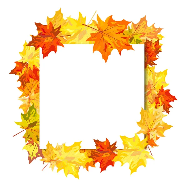 Autumn Frame Blank Sheet Paper Maple Leaves White Background Elegant — Stock Vector