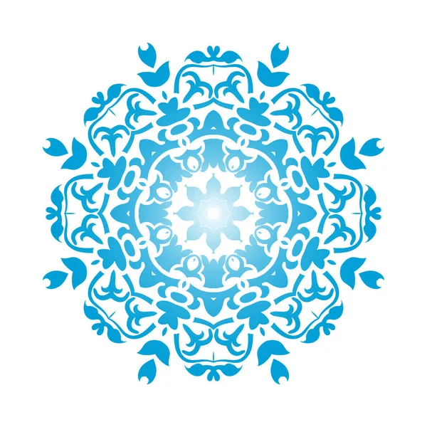 Cirkel Sneeuwvlok Ornamenten Blauw Verloop Ontwerp Vector Illustratie — Stockvector