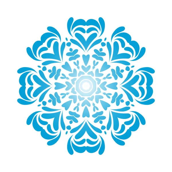 Cirkel Sneeuwvlok Ornamenten Blauw Verloop Ontwerp Vector Illustratie — Stockvector