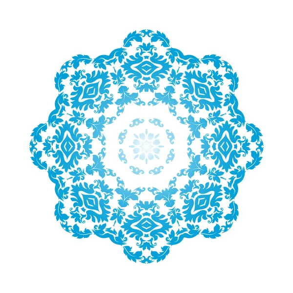 Ornamenti Del Fiocco Neve Del Cerchio Disegno Del Gradiente Blu — Vettoriale Stock