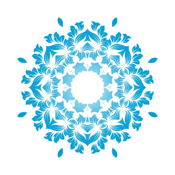 Circle Snowflake Ornaments Modrý Gradient Vektorová Ilustrace — Stockový vektor