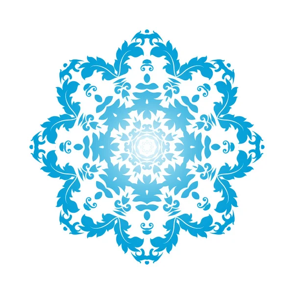 Circle Snowflake Ornaments Modrý Gradient Vektorová Ilustrace — Stockový vektor