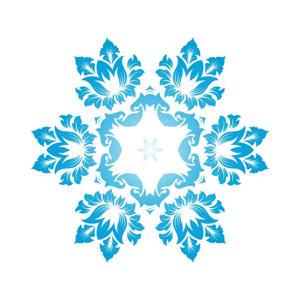 Circle Snowflake Ornaments Modrý Gradient Vektorová Ilustrace — Stockový vektor