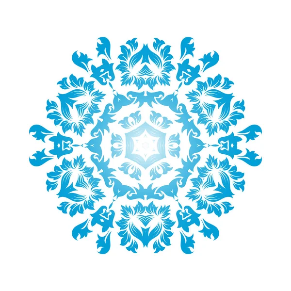 Circle Snowflake Ornaments Modrý Gradient Vektorová Ilustrace — Stockový vektor