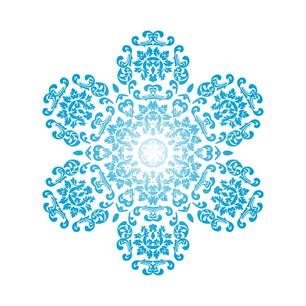 Circle Snowflake Prydnadsföremål Blue Gradient Design Vektor Illustration — Stock vektor