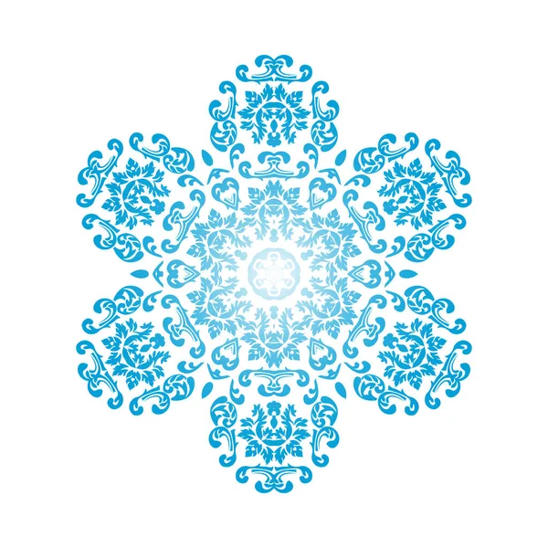 Circle Snowflake Ornaments Modrý Gradient Vektorová Ilustrace — Stockový vektor