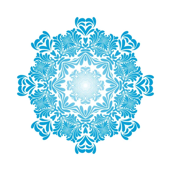 Círculo Ornamentos Floco Neve Projeto Gradiente Azul Ilustração Vetorial —  Vetores de Stock