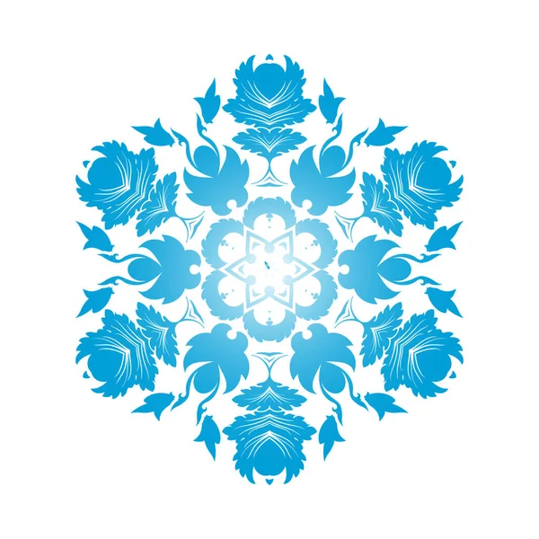 Circle Snowflake Ornaments Modrý Gradient Vektorová Ilustrace — Stockový vektor
