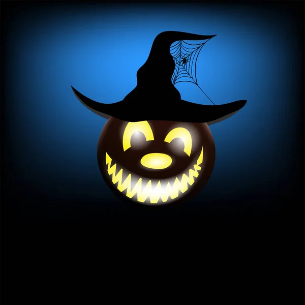 Šťastný Halloween Přáníčko Elegantní Design Usmívající Dýně Čarodějnice Klobouk Web — Stockový vektor