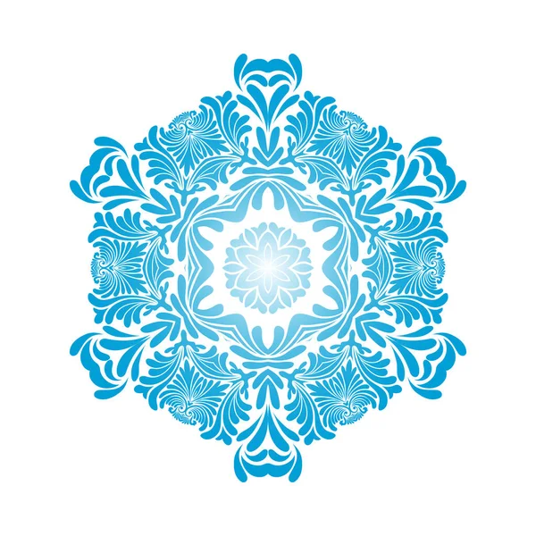 Cirkel Sneeuwvlok Ornamenten Blauw Verloop Ontwerp Vector Illustratie — Stockvector