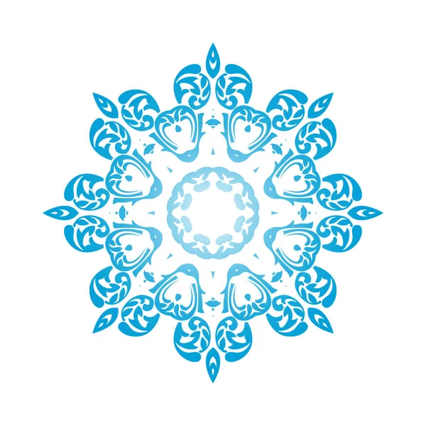 Cirkel Sneeuwvlok Ornamenten Blauw Verloop Ontwerp Vector Illustratie — Stockvector