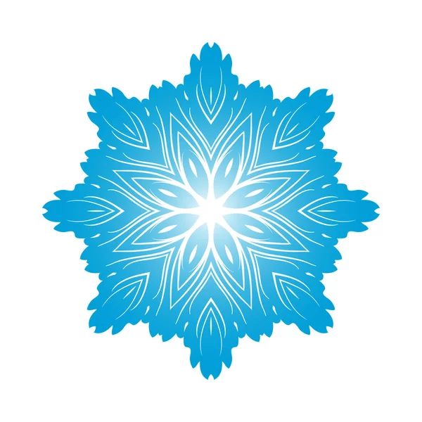 Círculo Adornos Copo Nieve Diseño Gradiente Azul Ilustración Vectorial — Archivo Imágenes Vectoriales