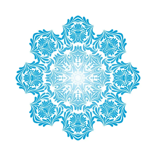 Circle Snowflake Prydnadsföremål Blue Gradient Design Vektor Illustration — Stock vektor