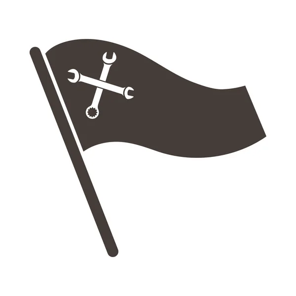 Emblem Des Arbeitstages Mit Banner Und Schraubenschlüssel Vektorillustration — Stockvektor