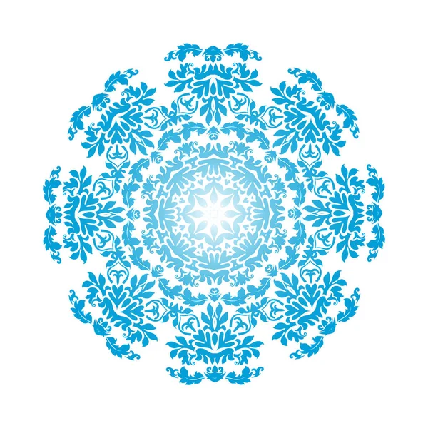 Circle Snowflake Ornaments Modrý Gradient Vektorová Ilustrace — Stockový vektor