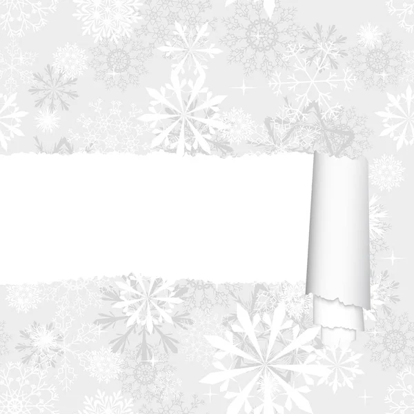 Motif Flocons Neige Avec Bande Papier Déchiré Déchiré Déchiré Illustration — Image vectorielle