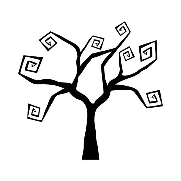 万圣节漫画树 黑色简单设计 矢量说明 — 图库矢量图片