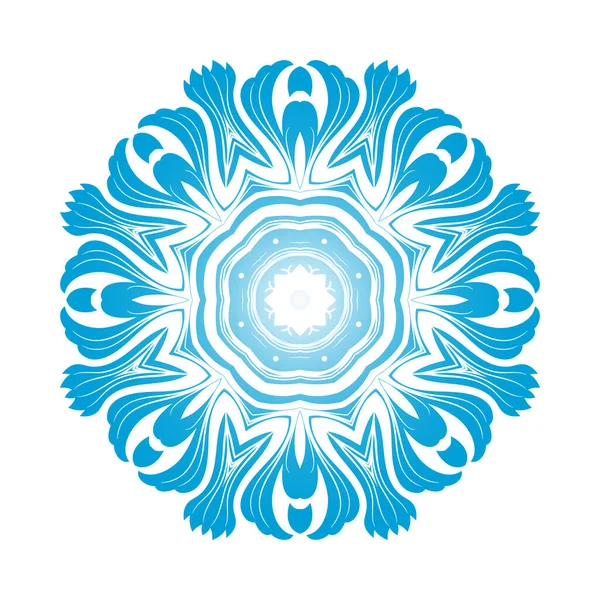 Circle Snowflake Prydnadsföremål Blue Gradient Design Vektor Illustration — Stock vektor