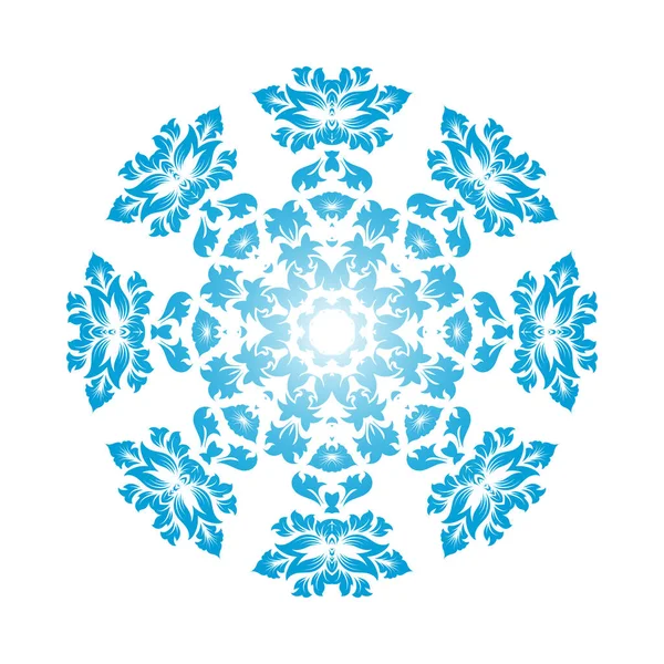 Circle Snowflake Ornaments Modrý Gradient Vektorová Ilustrace — Stockový vektor