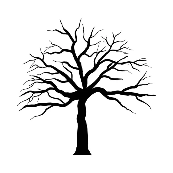 Хэллоуинское Мультяшное Дерево Черный Упрощенный Дизайн Векторная Иллюстрация — стоковый вектор