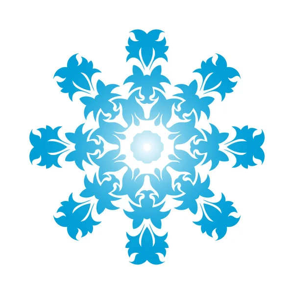 Circle Snowflake Ornaments Modrý Gradient Vektorová Ilustrace — Stockový vektor