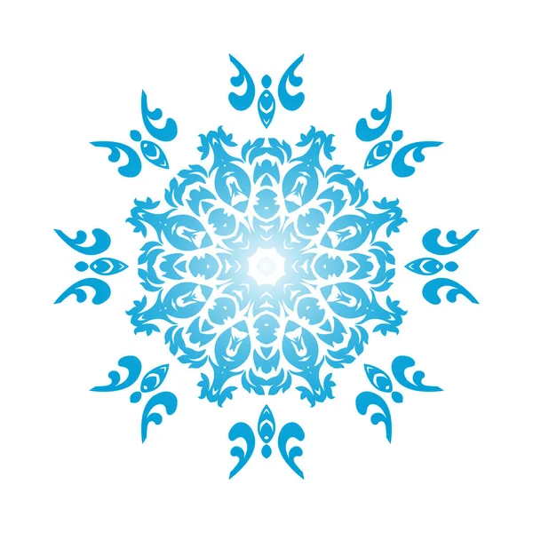 Circle Snowflake Prydnadsföremål Blue Gradient Design Vektor Illustration — Stock vektor