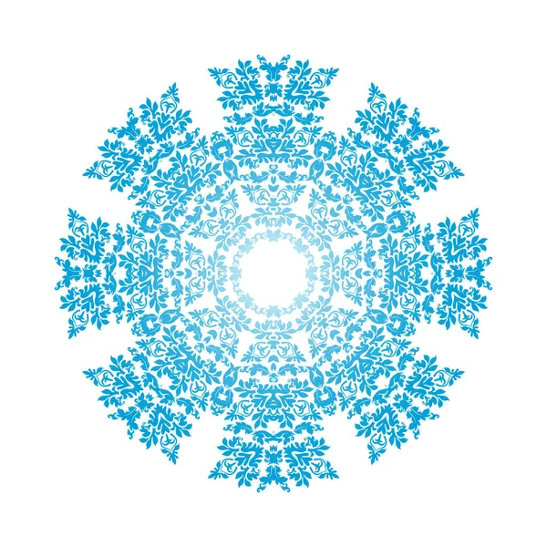 Encerclez Les Ornements Flocon Neige Design Dégradé Bleu Illustration Vectorielle — Image vectorielle