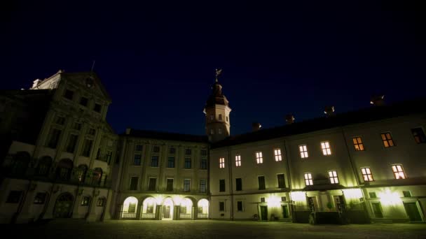 Nesvizh castle night time lapse — Stock Video