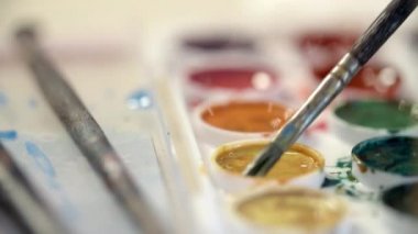 Suluboya paleti ve boya fırçası 